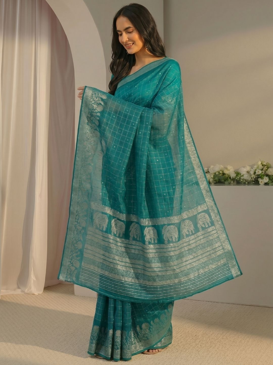 Teal Fable Saree