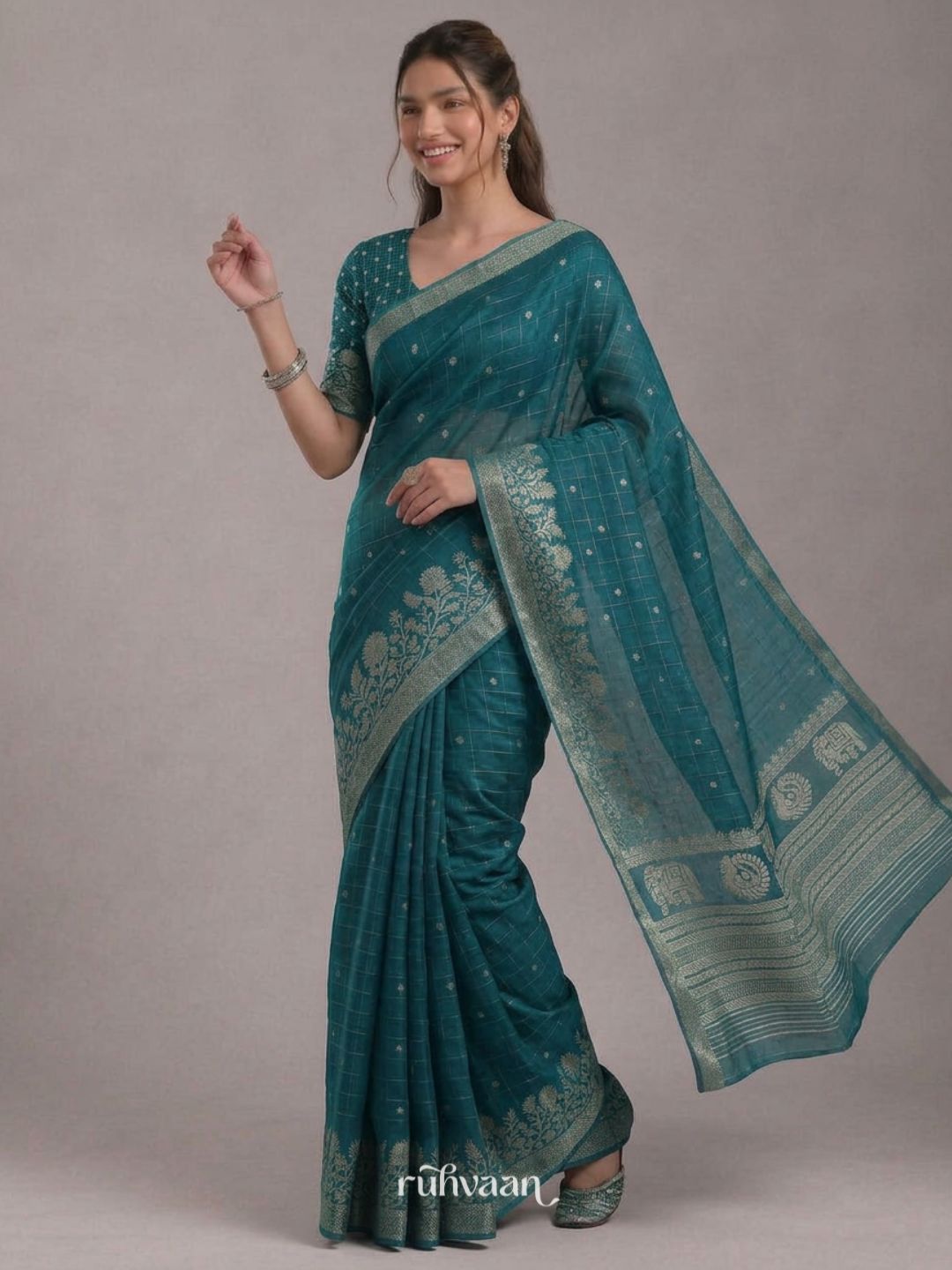 Teal Fable Saree