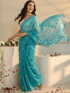 Aqua Bloom Saree