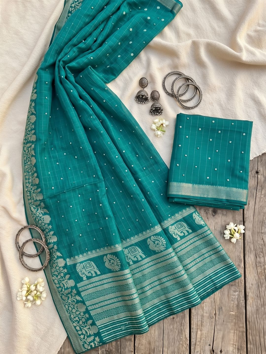 Teal Fable Saree