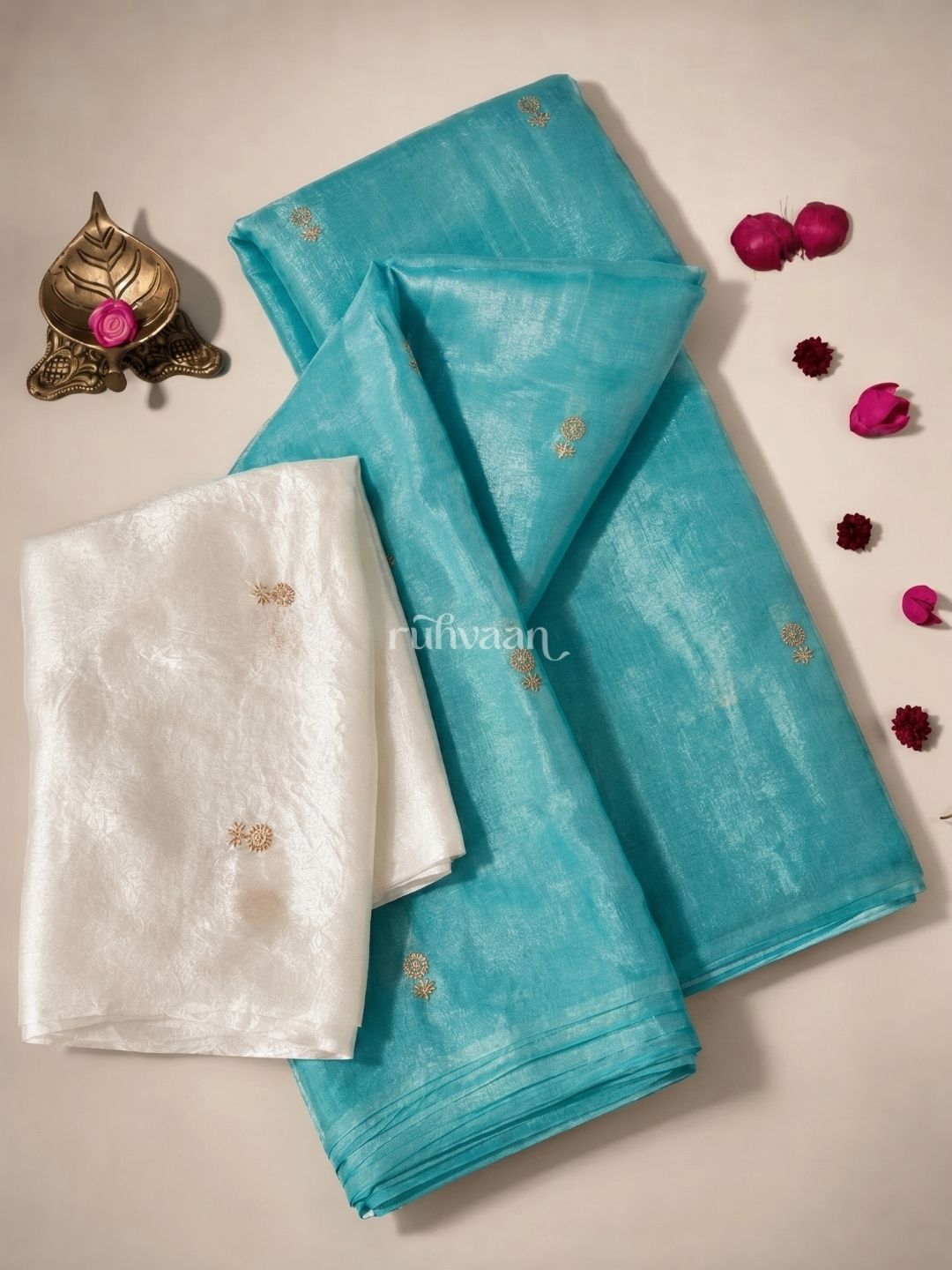 Aqua Bloom Saree