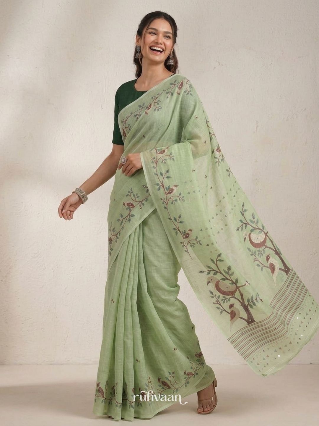 Mint Songbird Saree
