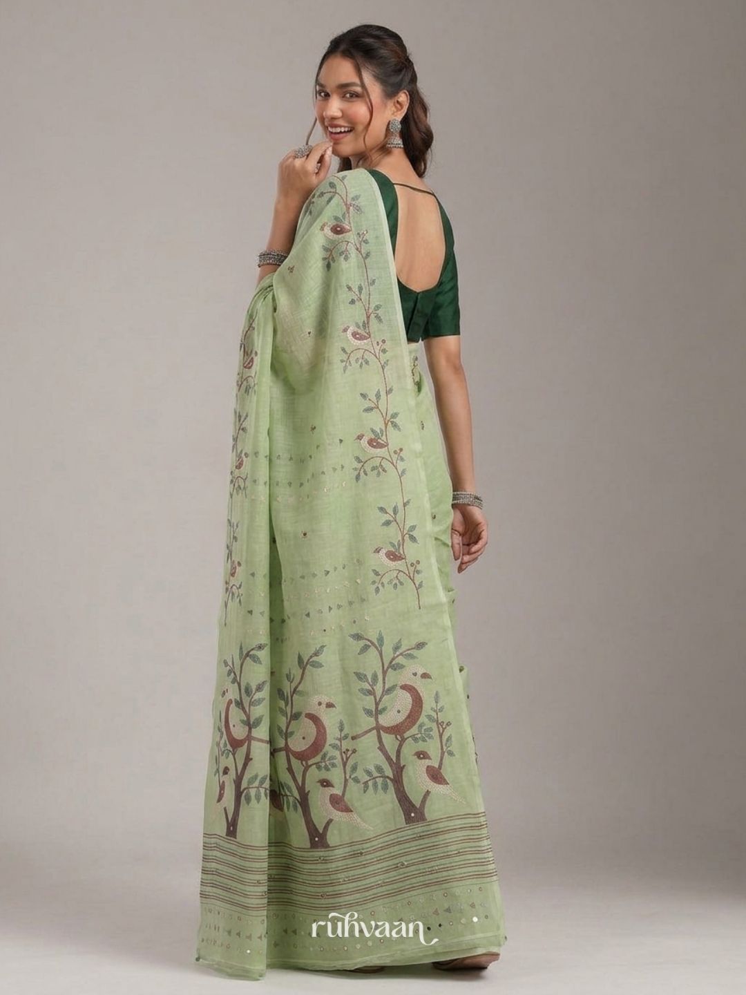 Mint Songbird Saree