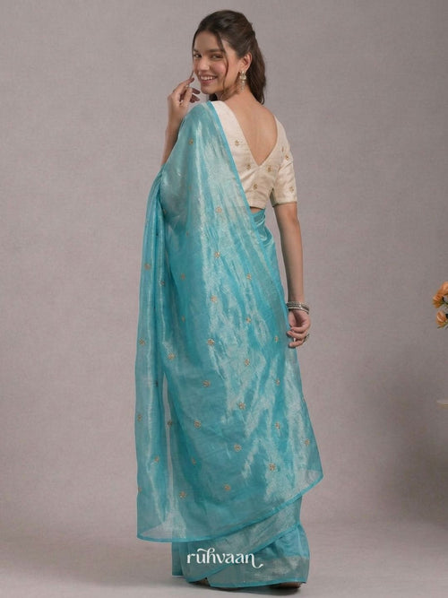 Aqua Bloom Saree