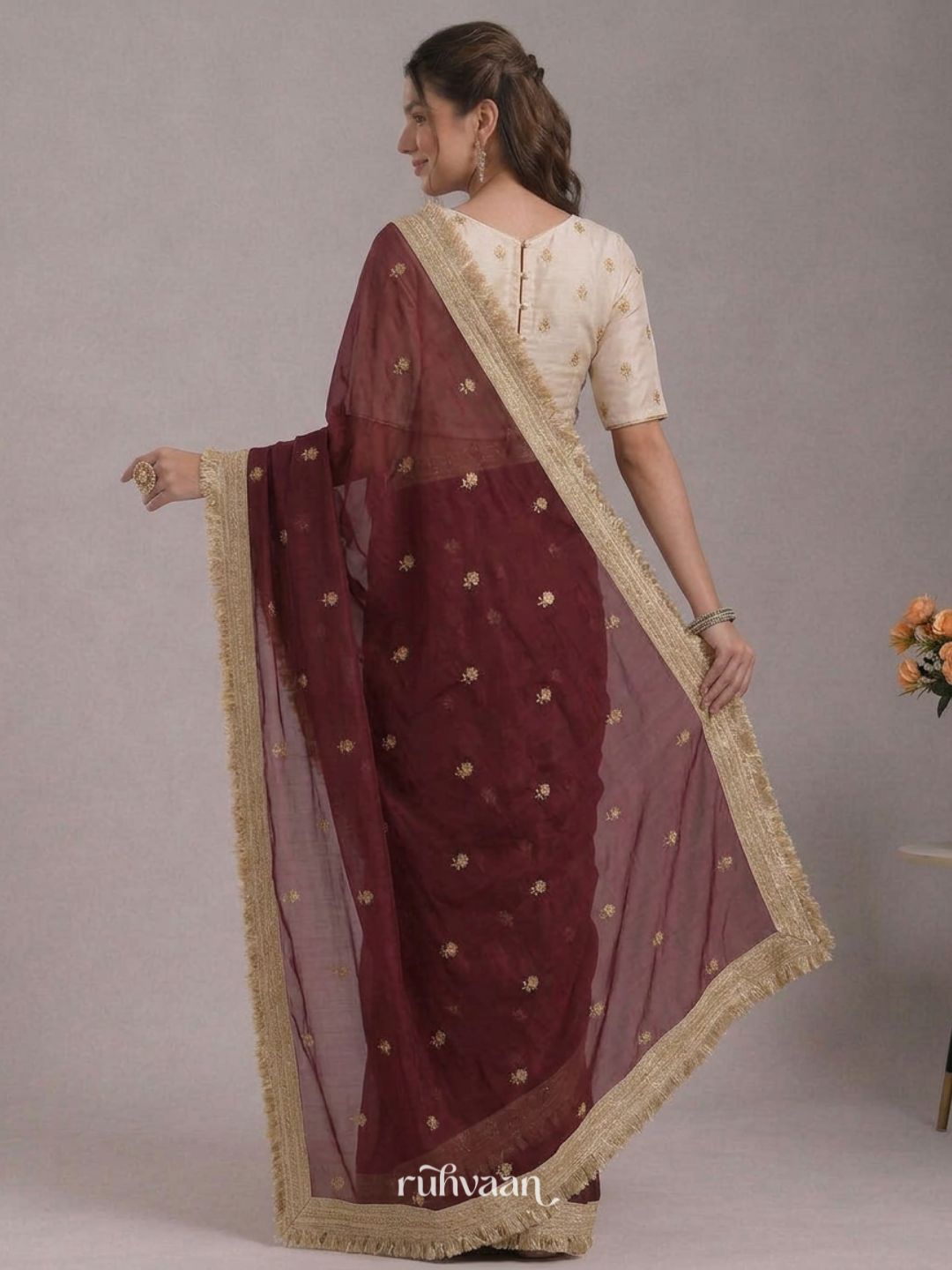 Crimson Ember Saree