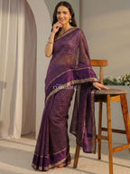 Purple Grid Saree