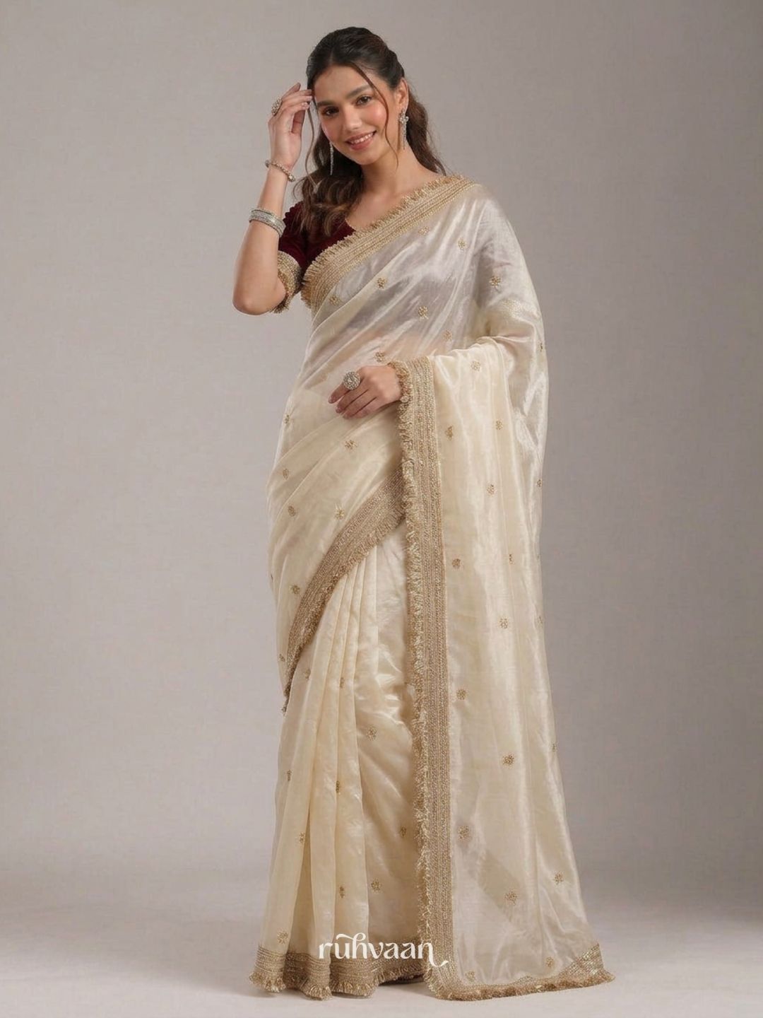 Ivory Ember Saree