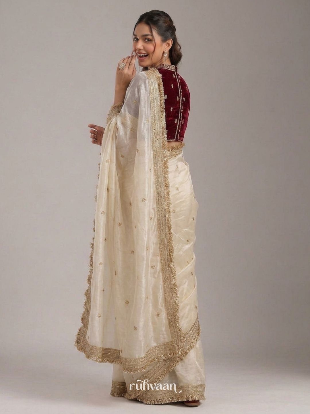 Ivory Ember Saree