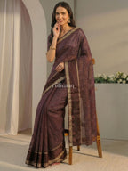 Chocolate Grid Saree
