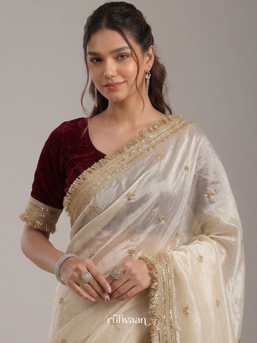 Ivory Ember Saree