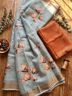 Autumn Bloom Mist Saree