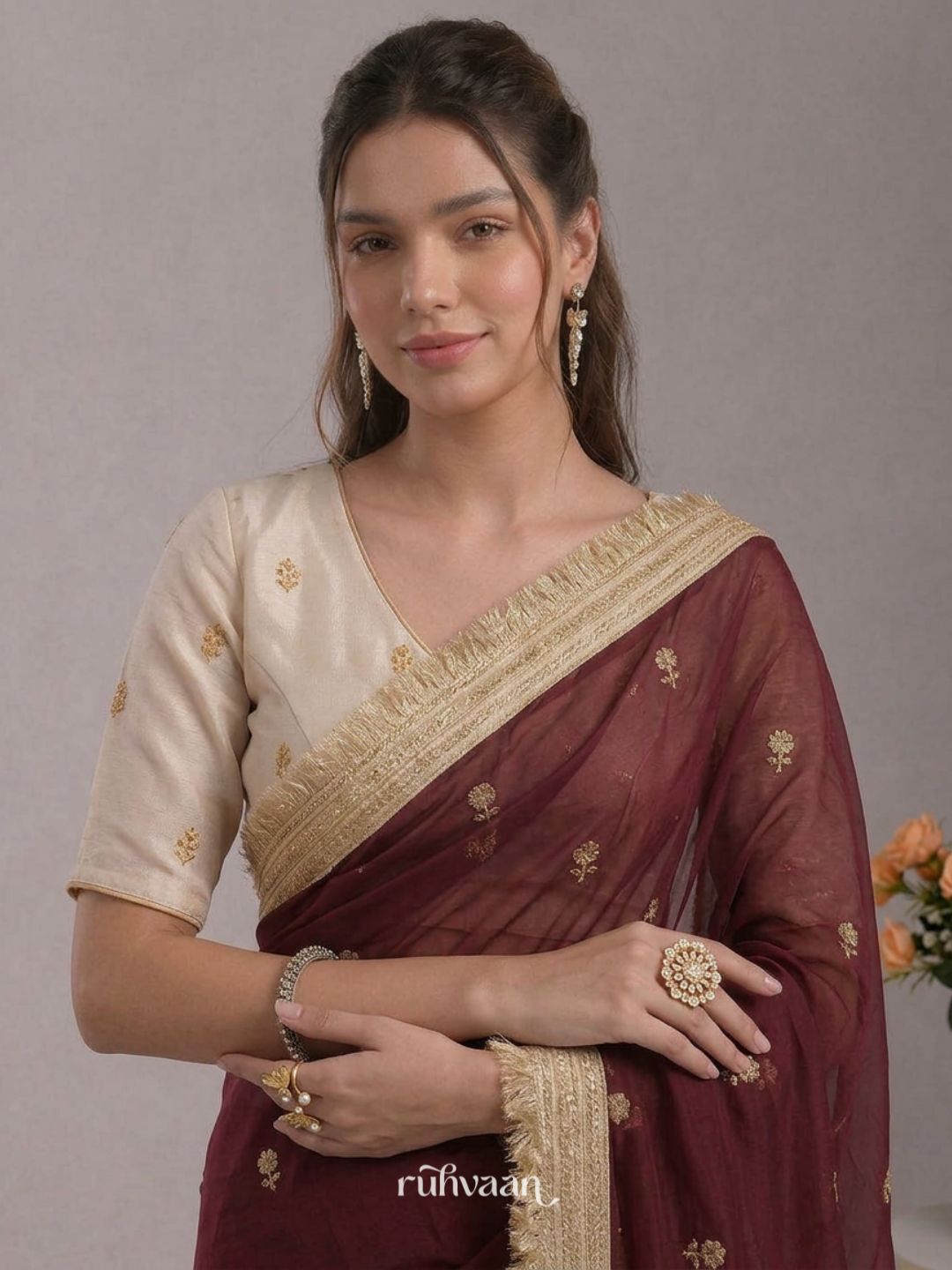 Crimson Ember Saree