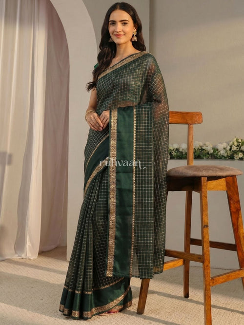 Emerald Grid Saree