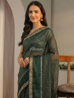 Emerald Grid Saree