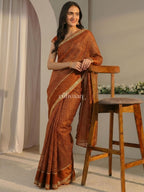 Copper Grid Saree