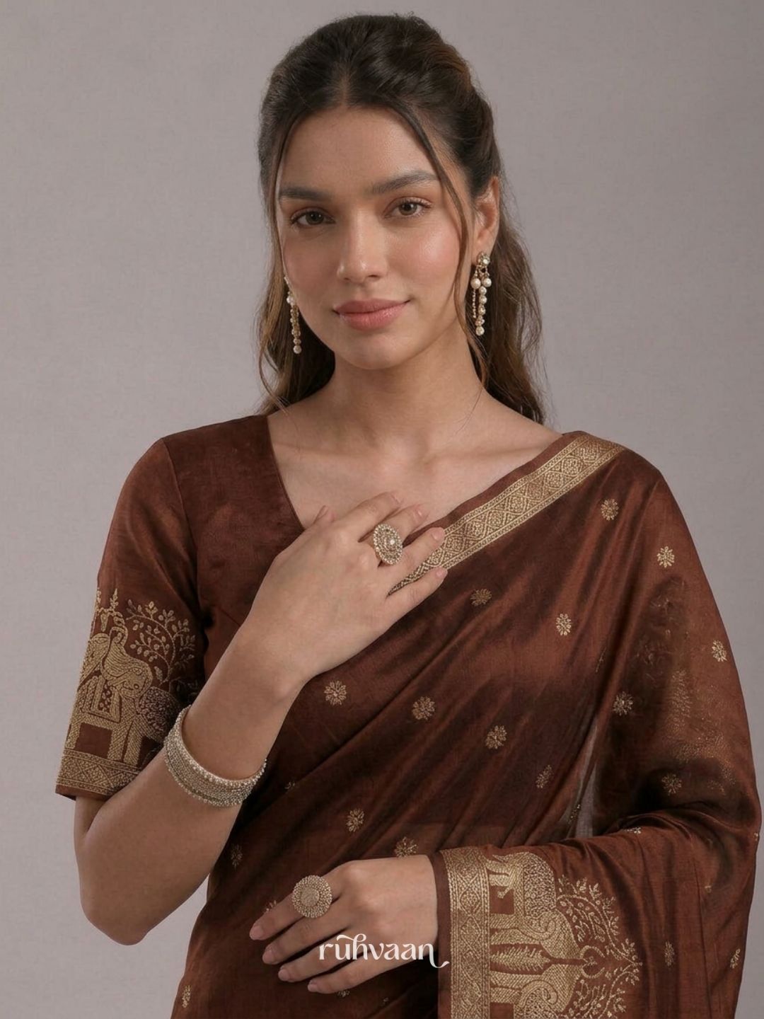 Rustum Brown Durbar Saree