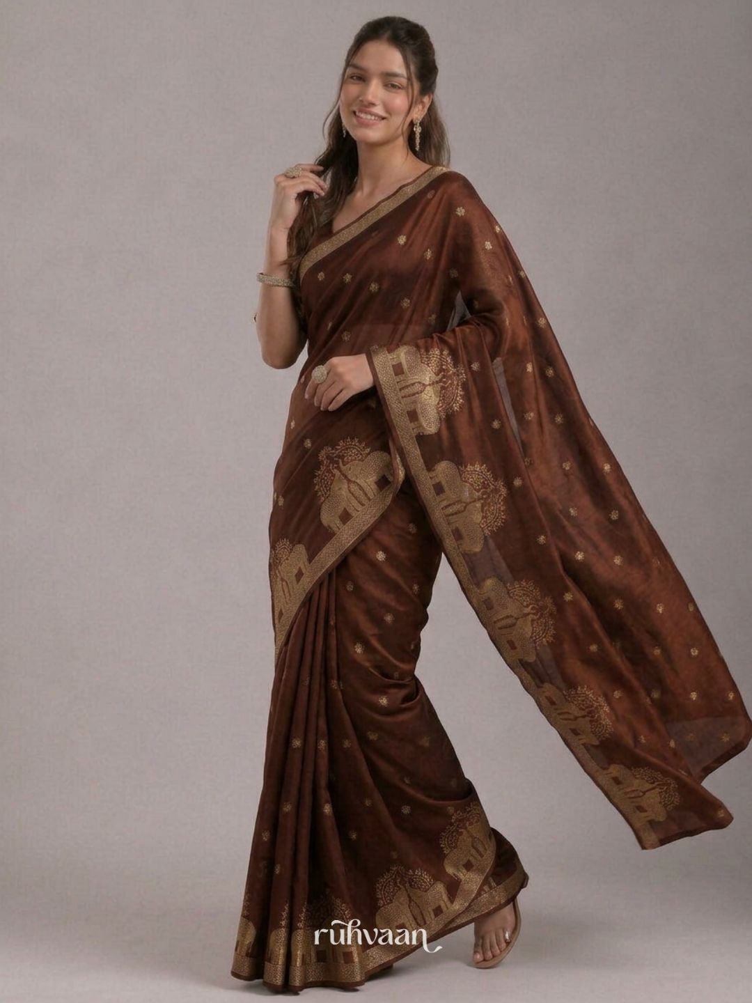Rustum Brown Durbar Saree