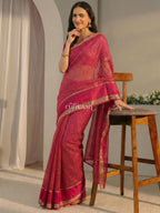 Magenta Grid Saree