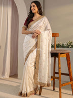 White Ember Saree