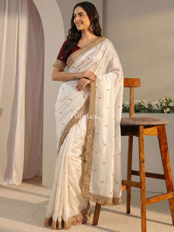 White Ember Saree