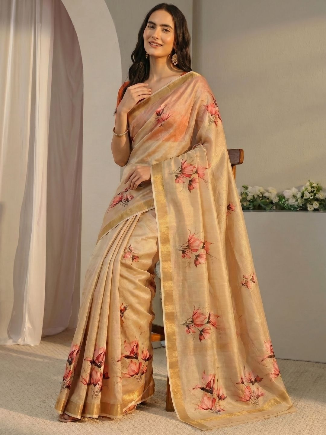 Golden Petal Reverie Saree