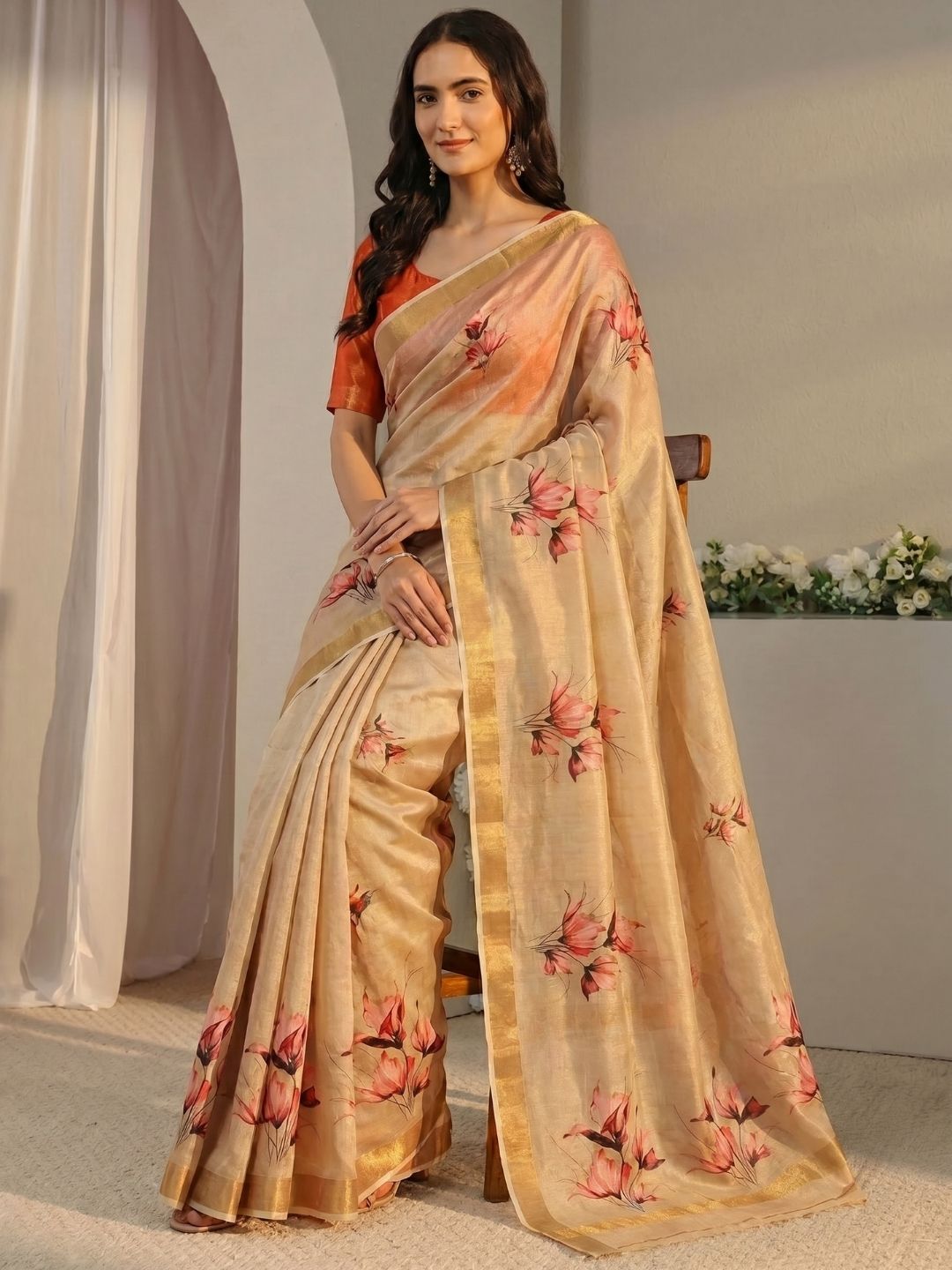 Golden Petal Reverie Saree