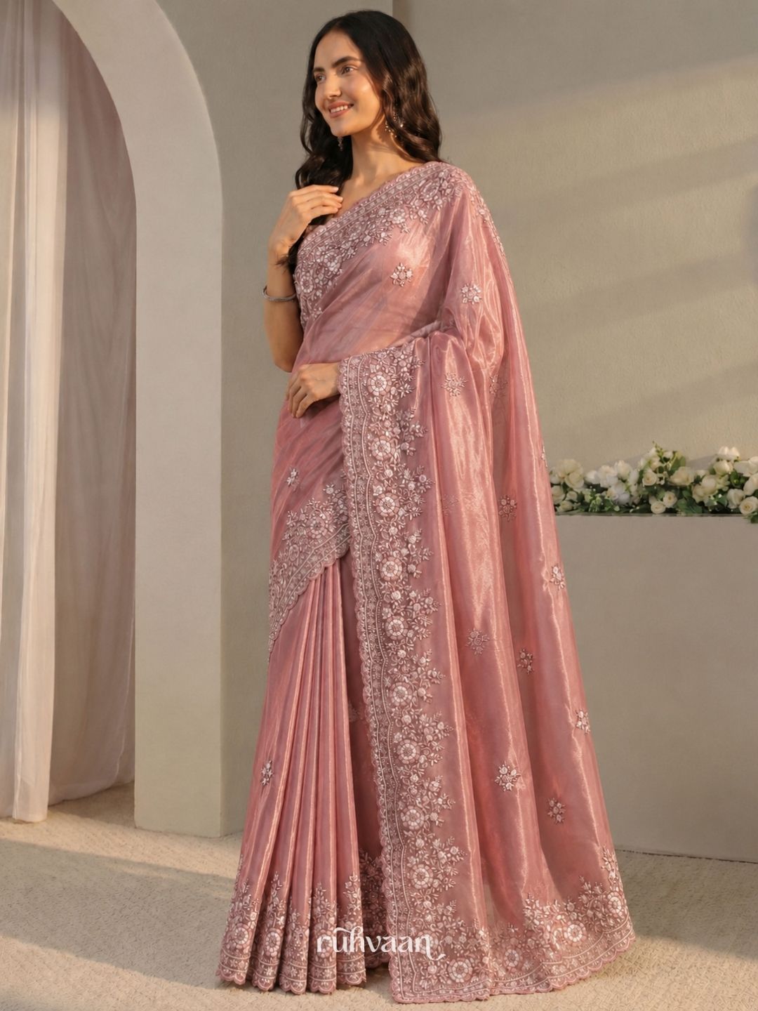 Rosegarden at Dusk Saree
