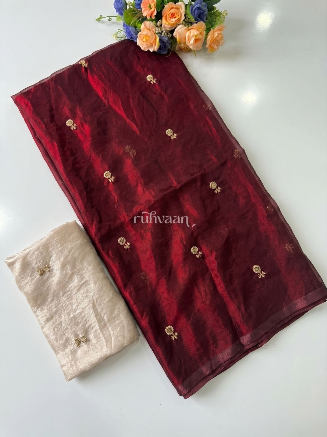 Ember and Wine Saree