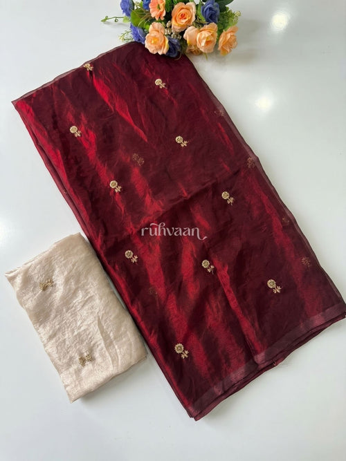 Ember and Wine Saree