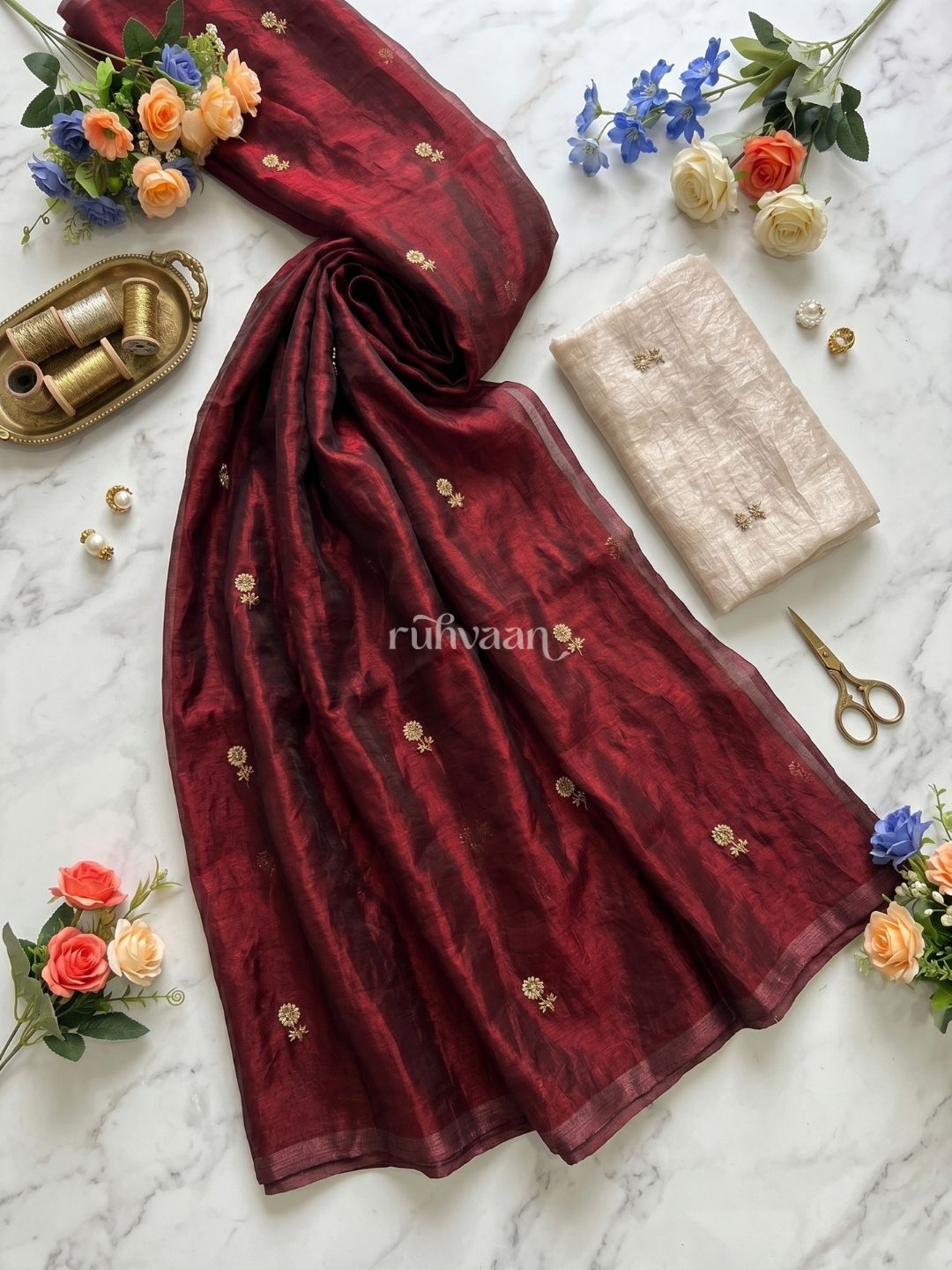 Ember and Wine Saree