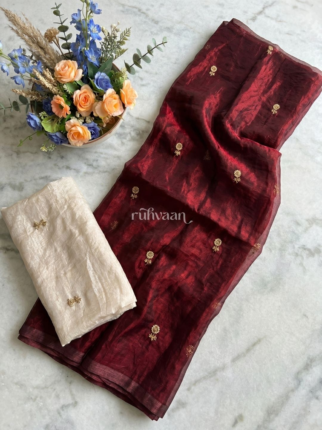 Ember and Wine Saree