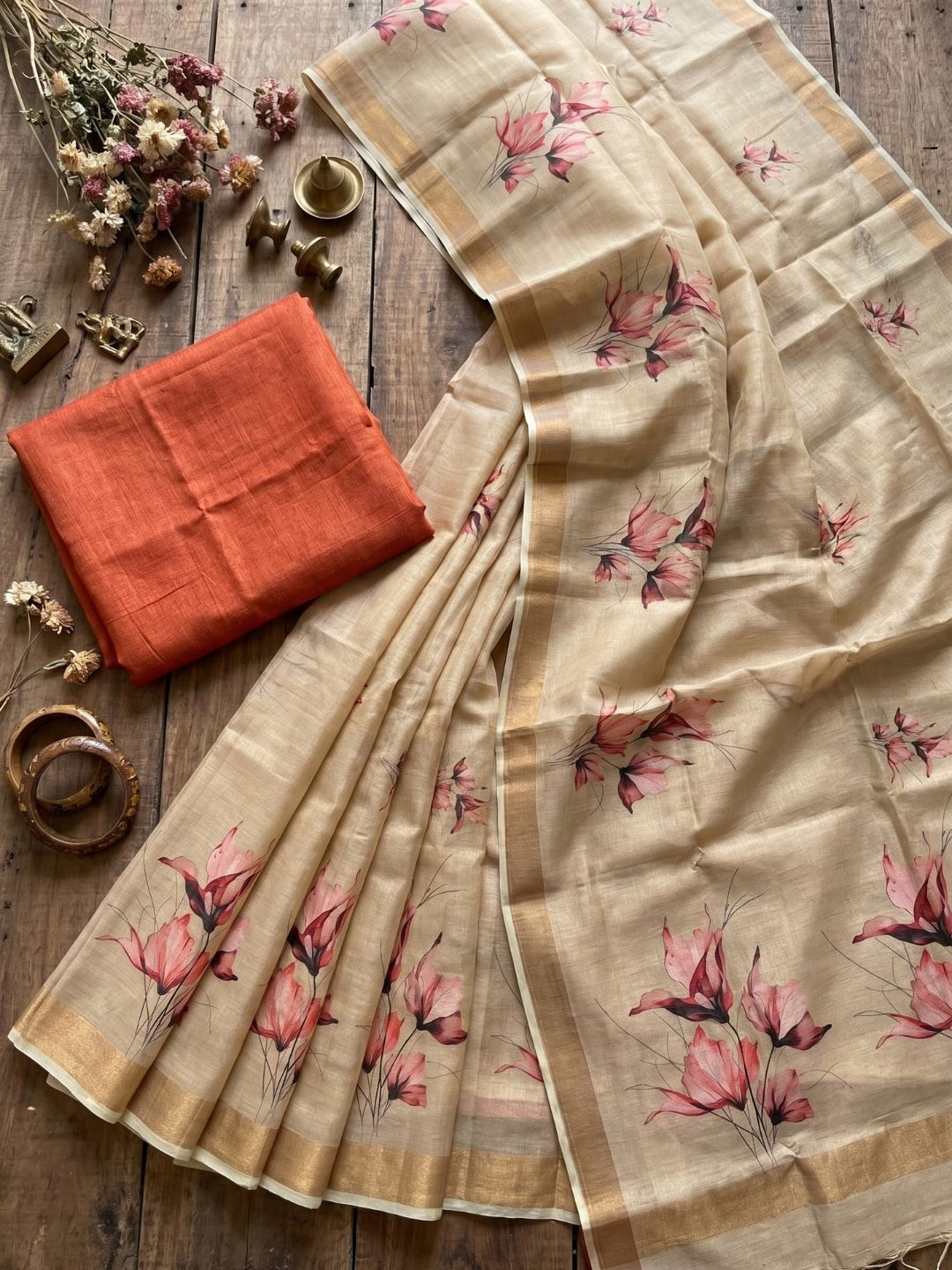Golden Petal Reverie Saree