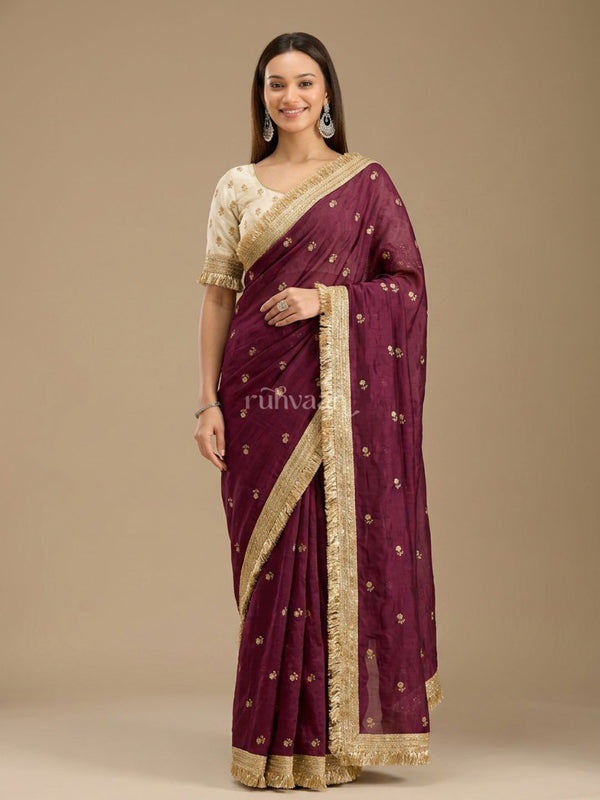 Wine Ember Saree