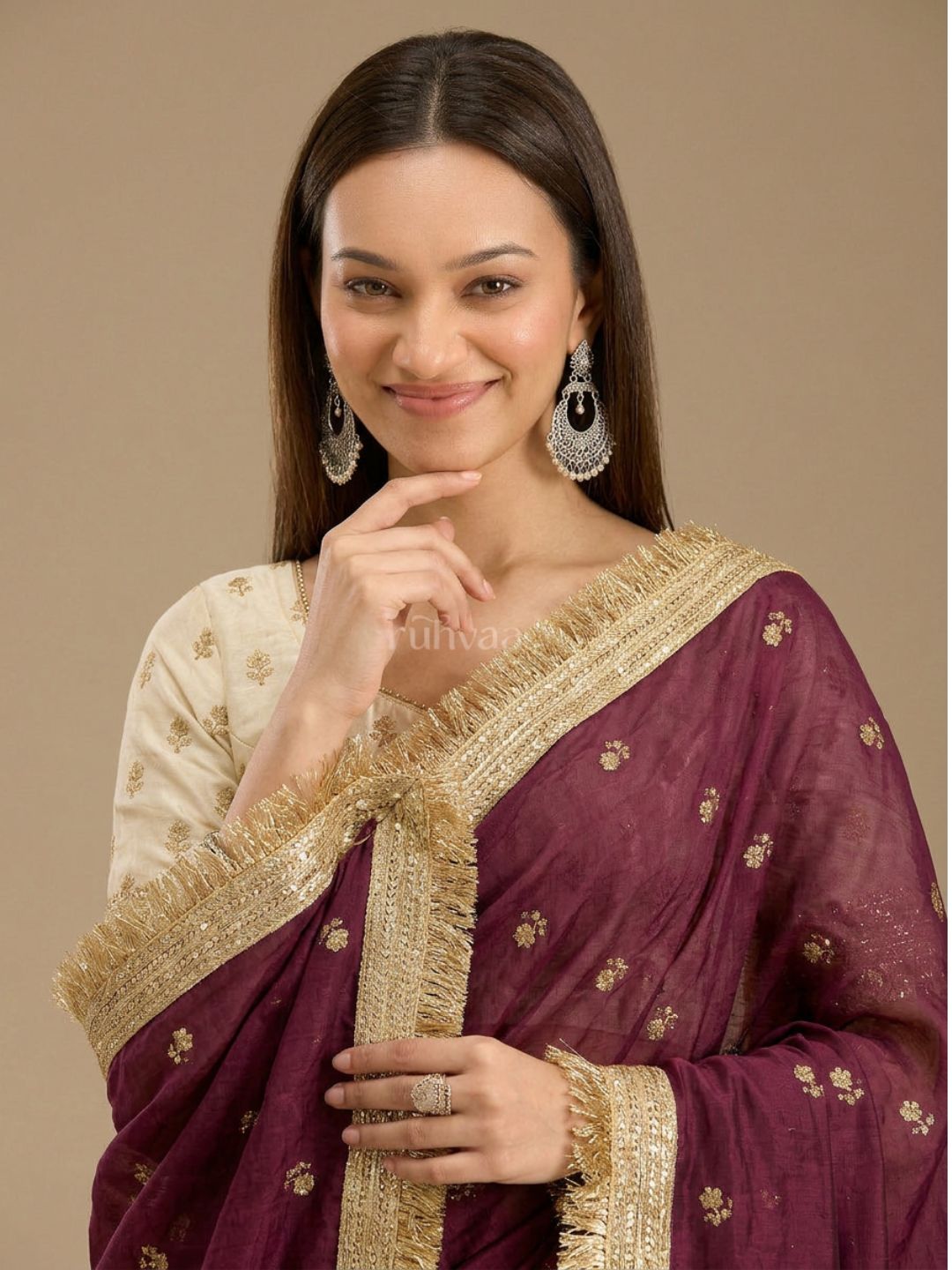Wine Ember Saree